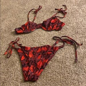 Red/pink snakeskin bikini